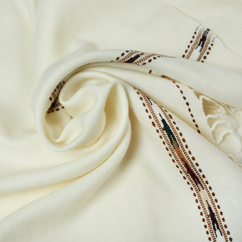Off white wool shawl for men by Mian Cloth