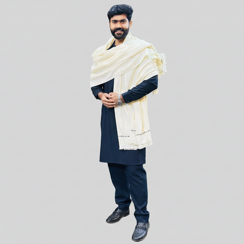 Off white men's winter shawl