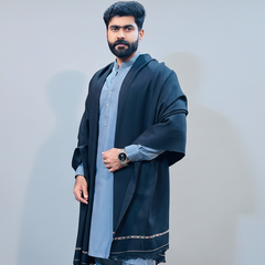 Black pure wool shawl for men