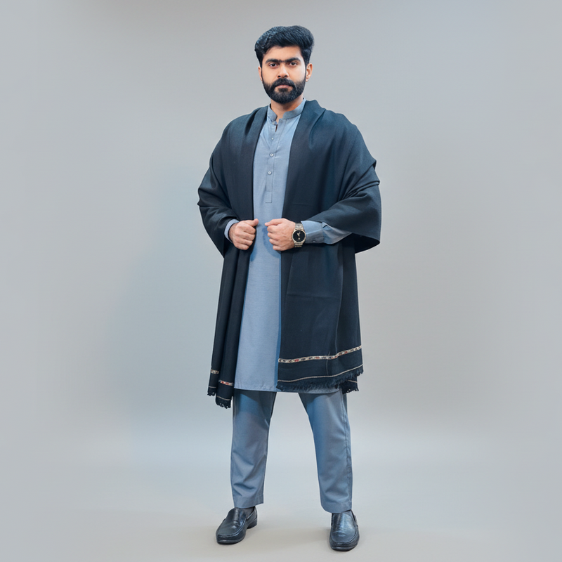 Black men's winter shawl