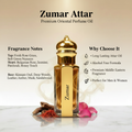 Zumar Attar bottle with oud rose saffron and amber fragrance
